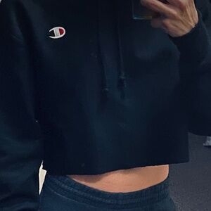 Champion Reverse Weave HOODIE, BUT MAKE IT CROPPED (Black)